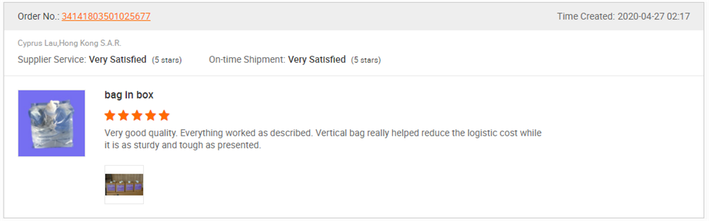 Customer reviews for bag in box